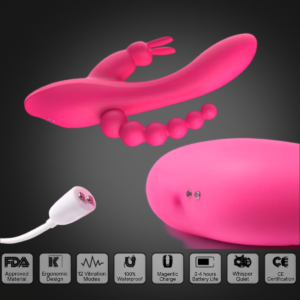 Pink rabbit vibrator with magnetic charging connection