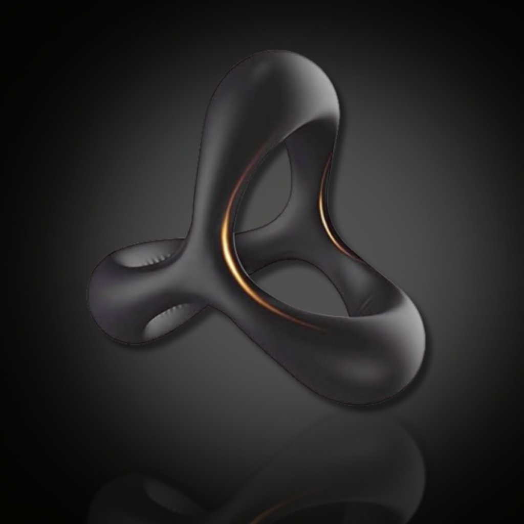 Black silicone cock ring on a dark background