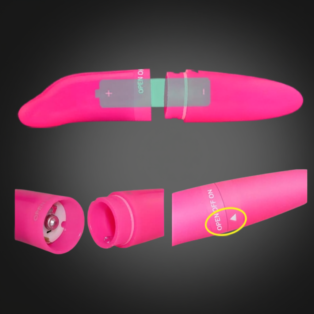 Dolphin bullet vibrator battery compartment illustration