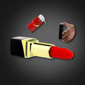 Compact lipstick vibrator with cap and handheld size views