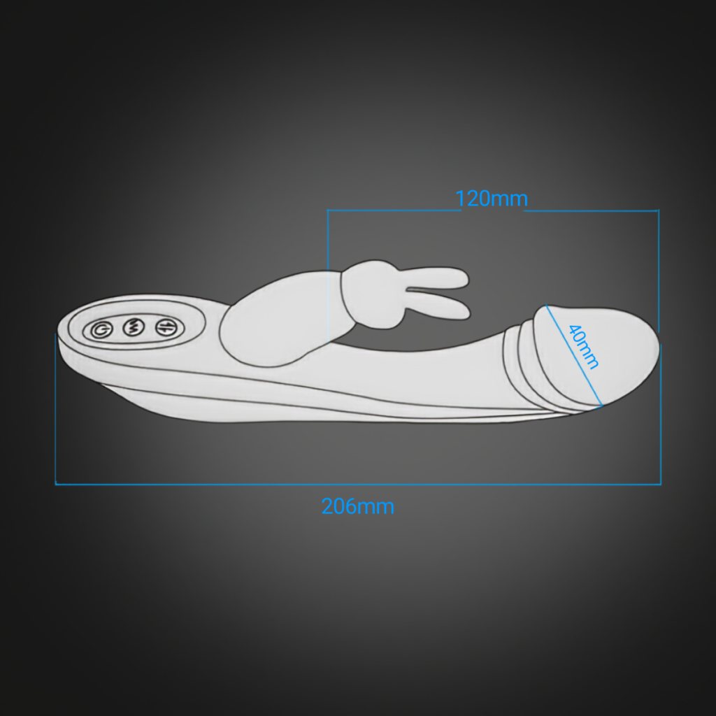 Rabbit vibrator product dimensions illustration