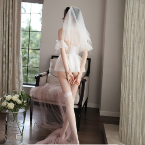White Bridal Lingerie Set with Veil