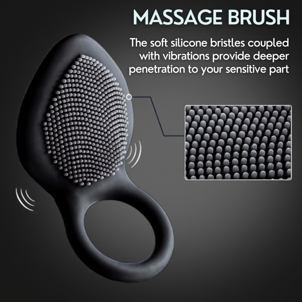 Textured massage surface and soft bristle close-up