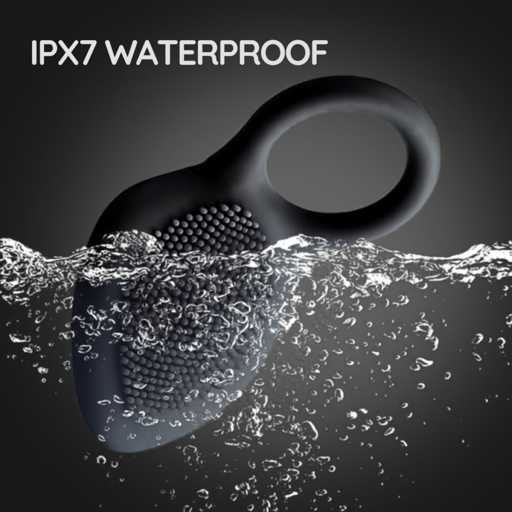 Black prostate massager ring shown in water